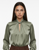 Satin Cutout Front Blouse