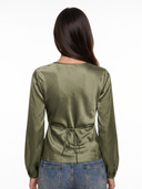 Satin Tie-Front Blouse