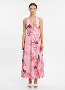 Floral Print Halter Neck Maxi Dress