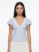 Lace Trim V-Neck Blouse