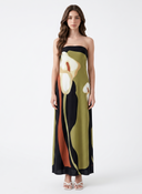Contrast Strapless Maxi Dress