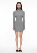 Turtleneck Ribbed Knit Sweater Dress