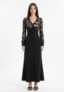 Lace V-Neck Long Sleeve Maxi Dress