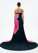 Pleated Printed Tube Floor Length Dress