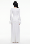 Lace Trim Long Sleeve Maxi Dress