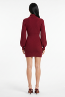 Turtleneck Ribbed Knit Sweater Dress