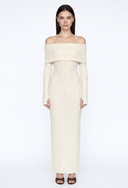 Off-Shoulder Textured Knit Maxi Dress