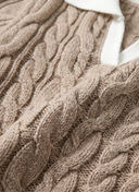 Cable Knit Contrast Trim Sweater Dress
