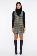 Houndstooth V-Neck Sleeveless Mini Dress