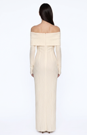 Off-Shoulder Textured Knit Maxi Dress