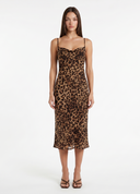 Leopard Spaghetti Strap Midi Dress
