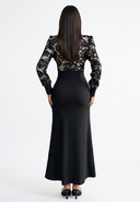 Lace V-Neck Long Sleeve Maxi Dress
