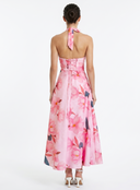 Floral Print Halter Neck Maxi Dress