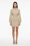 Turtleneck Ribbed Knit Sweater Dress