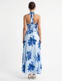 Floral Print Halter Neck Maxi Dress