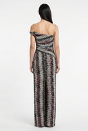 One-Shoulder Zigzag Knit Maxi Dress
