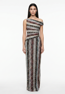 One-Shoulder Zigzag Knit Maxi Dress