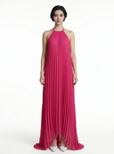 Halter Neck Pleated Maxi Dress