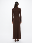 Turtleneck Long Sleeve Tie Waist Maxi Dress