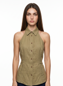 Button-Down Sleeveless Top