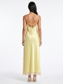 Lace Trimmed Slit Midi Dress