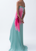 Pleated Printed Tube Floor Length Dress