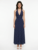 Polka Dot Halter Neck Maxi Dress