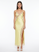 Lace Trimmed Slit Midi Dress