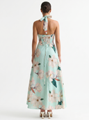 Floral Print Halter Neck Maxi Dress
