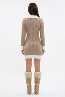 Cable Knit Contrast Trim Sweater Dress