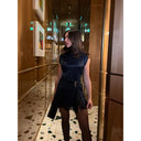 BSAY Satin dresses women's clothing fashion back zip hem lace patchwork slit sexy nightclub mini dress chic French Evening