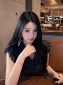 Retro V-ne Chiffon Blouse Women's Summer Design Sense Exquisite Beautiful Top Svel Lace Trim Commuting Sle Slim Fit