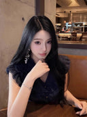 Retro V-ne Chiffon Blouse Women's Summer Design Sense Exquisite Beautiful Top Svel Lace Trim Commuting Sle Slim Fit