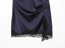 BSAY Satin dresses women's clothing fashion back zip hem lace patchwork slit sexy nightclub mini dress chic French Evening